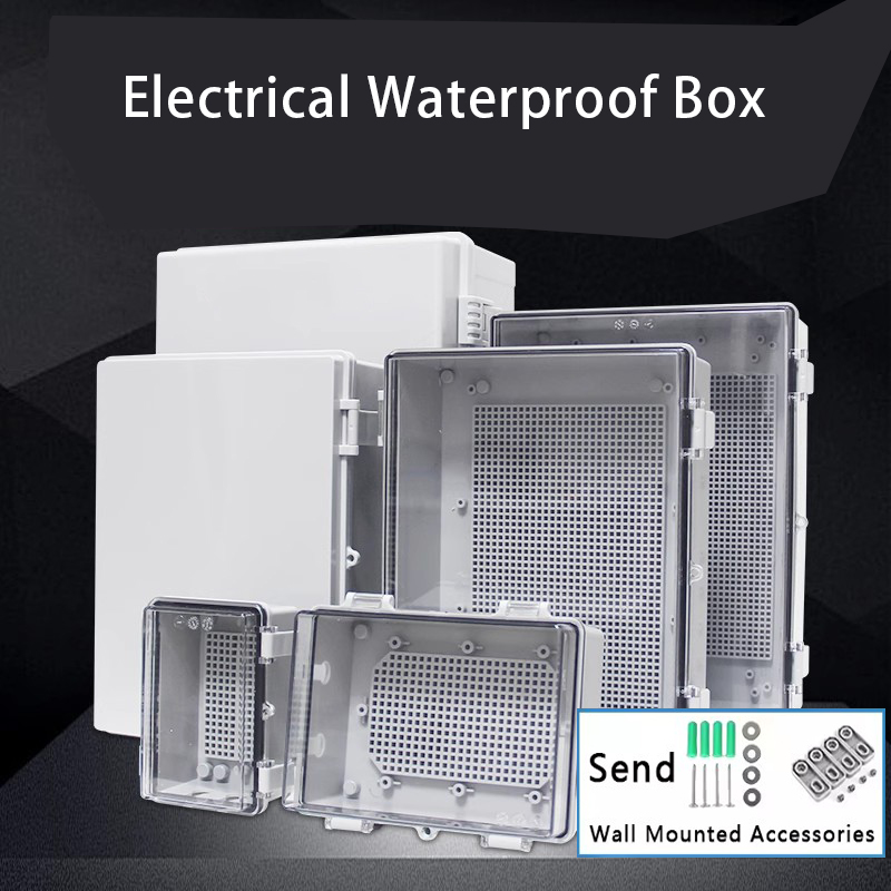 Outdoor Power Outlet Box - IP66 Waterproof Junction Box Gray/Transparent Electrical