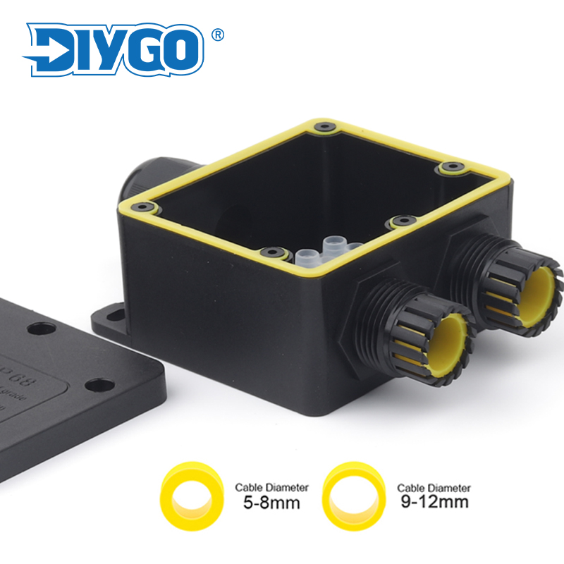 Outdoor Power Outlet Box - IP68 Outdoor Waterproof Junction Box Black