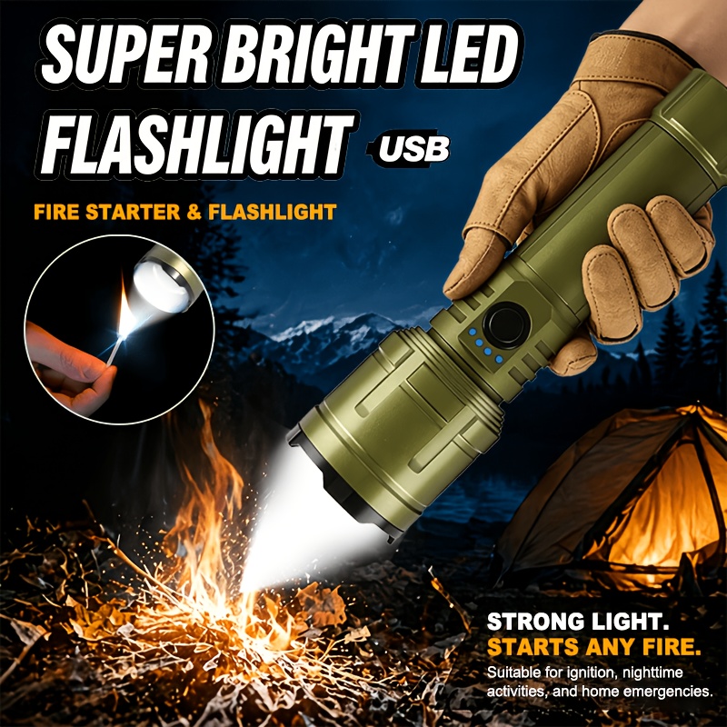 Outdoor Power For Camping - Flashlight Lighter & Power Bank Combo,Rechargeable,Zoomable