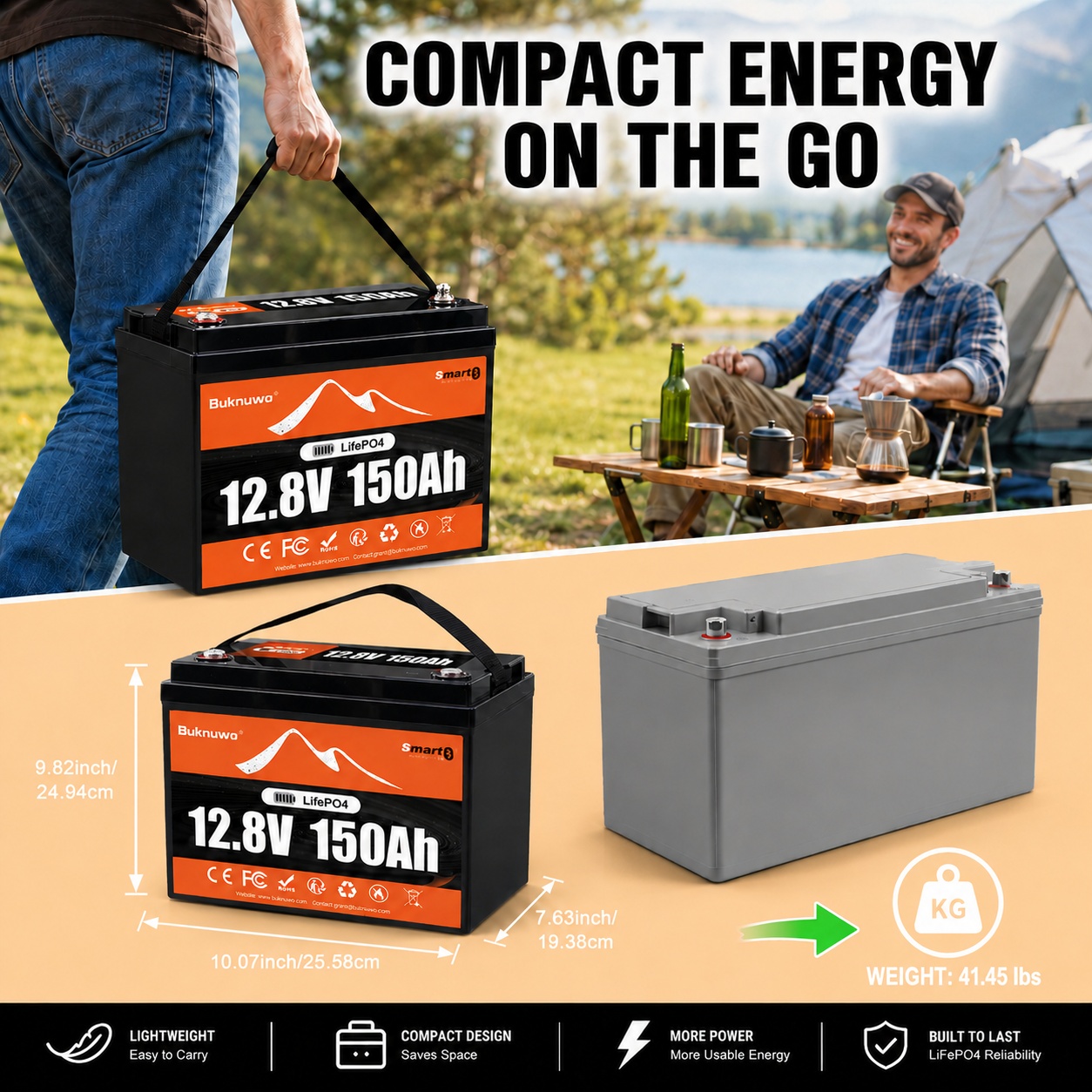Buknuwo Smart 12V/12.8V 150Ah  - đánh giá và giá Outdoor Power Supply 12V