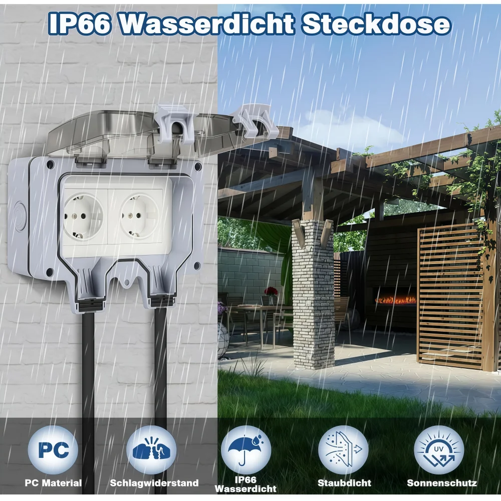 Waterproof Outdoor Socket,Doub - đánh giá và giá Outdoor Power Point Cover