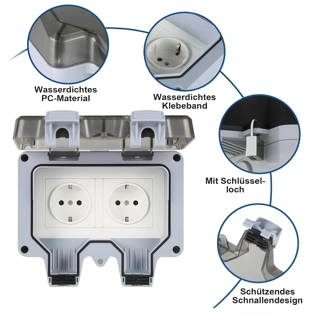 Waterproof Outdoor Socket,Doub - đánh giá và giá Outdoor Power Point Cover