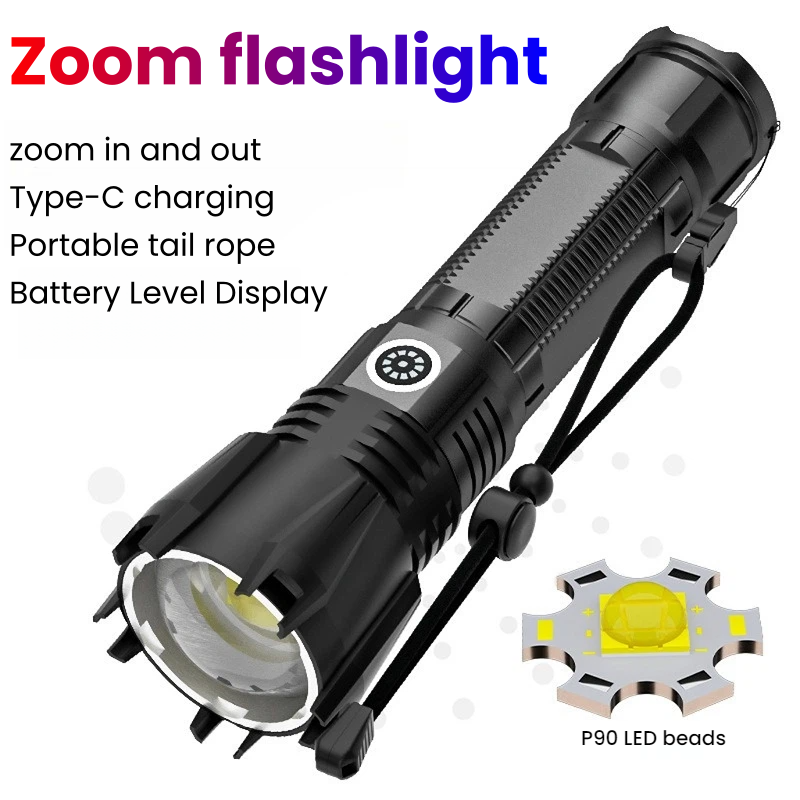 High-power P90 LED Flashlight  - đánh giá và giá Outdoor Power For Camping